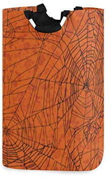 Mnsruu Wäschekorb Wäschesack Wäschebox mit Griffen Orange Halloween Wäschesammler Faltbarer Aufbewahrungsbehälter für Spielzeug Kleidung Organisation