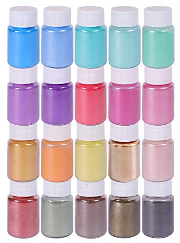 DEWEL Epoxidharz Farbe 20 Farben * 10 g,Mica Pulver für DIY, Epoxidharz, Seifen, Kerze, Kosmetik