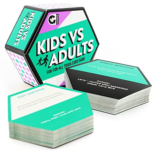 Ginger Fox Kinder gegen Erwachsene, lustiges Quizkartenspiel, Familienspiele für Kinder ab 8 Jahren, Zeigen Sie, wer der Boss ist, indem Sie Quizkarten richtig beantworten, lustige Spiele für