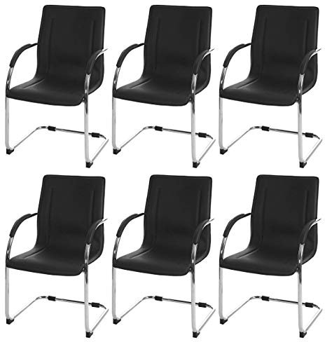 Mendler 6er-Set Esszimmerstuhl Samara, Freischwinger Küchenstuhl Lehnstuhl Stuhl, Stahl - schwarz