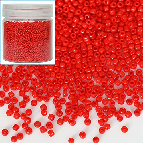 Bala&Fillic 12/0 Glass Seed Beads About 10000pcs in Box Size 2mm Opaque Light Red Seed Beads for Jewelry Making (Light Red)