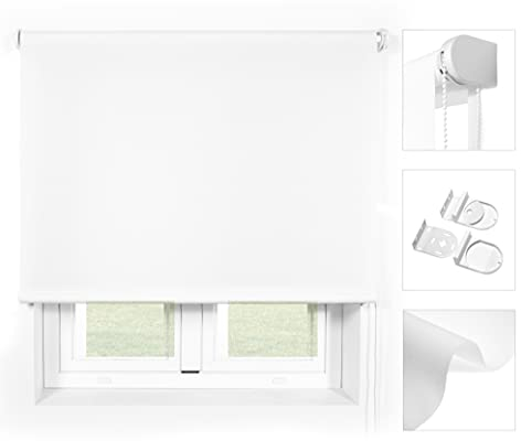 Blindecor Ara Premium | Hochwertiges durchscheinendes glattes Rollo - Weiß, 160 x 240 cm (BxH) | Stoffgröße 157 x 235 cm Rollos Premium für Fenster