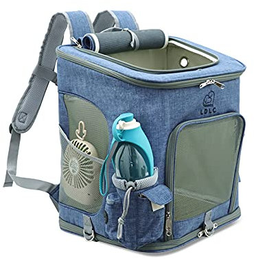 PETCUTE Hunderucksack,Faltbarer Katzenrucksack für Katzen und Hunde mit Abnehmbare Matte,Atmungsaktive Haustier Rucksack mit Verstellbare gepolsterte Riemen,Aufbewahrungstasche für Draussen Reisen