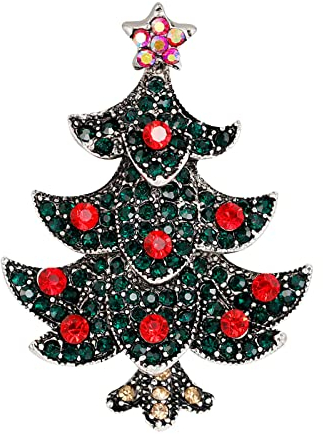 Colorful Neuheit Uniques Weihnachtsbaum Broschen Korsage, Funkelnd Strass Brooch Weihnachten Geschenk Dekoration Anhänger for Herren Damen Kinder (D)