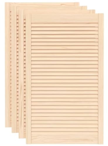 vidaXL 4X Madera Maciza de Pino Puertas Tipo Persiana con Celosía Rejilla Armario Tablillas Guardarropa Separador Decoración 99,3x59,4cm