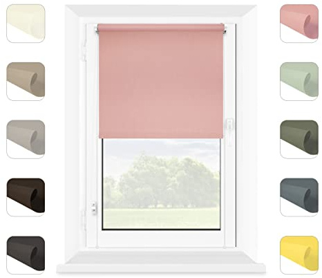 Mardom Rollos für Fenster Ohne Bohren Puderrosa 111 x 150 cm | Stoffbreite: 111 cm, Blickdicht, für Sonnenschutz und Privatsphäre, Einfach Montage Ohne Werkzeug