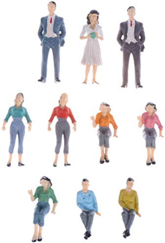 Milisten 10pièces Figurines Colorées pour Maquettes De Train De Personnages Peints Styles Et Couleurs Aléatoires Accessoire De Décoration pour Scènes De Modélisme