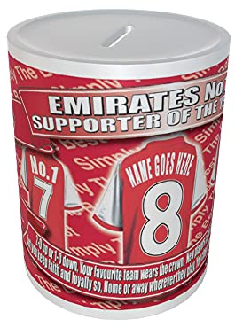 Gooners Football Shirt Personalised Ceramic Money Box Gift