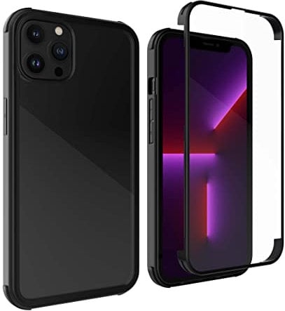 MyGadget 360 Grad Hülle für iPhone 12 | 12 Pro - Rundumschutz Vorne & Hinten - Full Cover mit eingebautem Displayschutz - Vollschutz in Schwarz