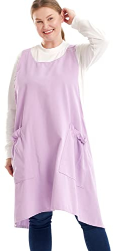 APRONNER Big Plus Size Aprons for Women with Pockets Cotton Linen Baking Kitchen Cooking