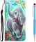 Grandoin Compatible with iPhone 8/iPhone 7/iPhone SE 2020 Case (4.7 Inches), Wallet Leather Flip Case with Card Holder Slots Magnetic Closure Kickstand Shockproof Protective Phone Case (Elephant 2)