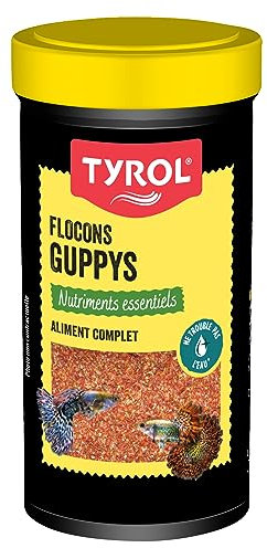 Tyrol - Fiocchi per Pesci Acquario - Cibo Completo a Base di Ingredienti di Qualità - Rafforza i Colori dei Pesci - Per Guppy 100 Ml