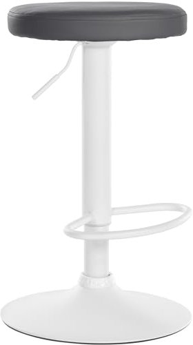 CLP Barhocker Ponte Kunstleder I Höhenverstellbarer Stuhl, Farbe:grau, Gestell Farbe:weiß