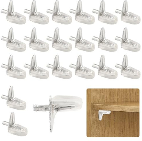 Wisebom Regalträger Stützen Regalstützstift, 20Stück Transparent Regal Bodenträger Kunststoff mit Stahlstift, 3mm Glasbodenträger Einlegeböden Halter für Schrank Bücherregal