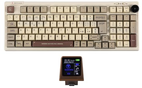 EPOMAKER RT100 ISO (Italiano) Tastiera Meccanica Con Mini TV Personalizzabile. 98-Key Gasket, knob, 5000mAh, Hot-Swap, Bluetooth/2.4ghz/USB-C per Mac/PC/Game (IT Retro, Sea Salt Silent Switch)