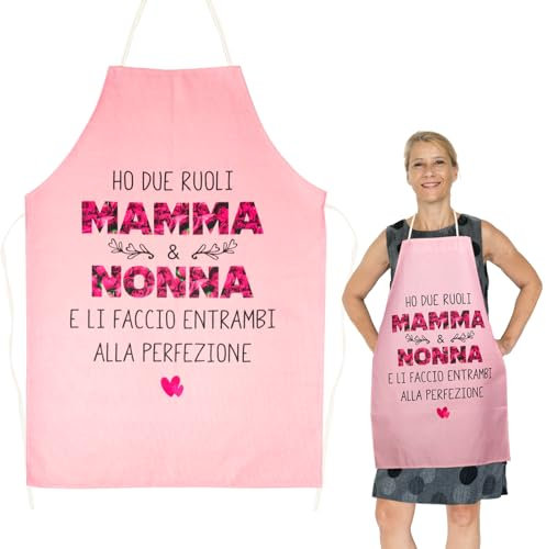 GEBETTER Italienisch Grillschürze mit Spruch für Frauen lustig Kochschürze Küchenschürze Schürze Geschenk für Mama Oma zum Weihnachten Muttertag oder Geburtstag (MAMMA e NONNA)