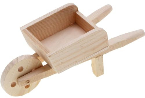 Mini Dollhouse Wood Wheelbarrow Landscape Decoration Miniature Farming Cart Model Tiny Cart Model Dollhouse Furniture Accessories