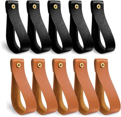 IMCCZONY Lot de 10 supports de tringle à rideaux, sangle en PU pour tringle à rideau en bois, fixation murale
