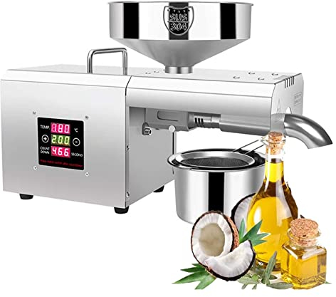 XAoSCd Pressa per Olio Elettrica 610W Estrattore di Olio Pressa per Olio in Acciaio Inossidabile Pressa per Olio Automatica Domestica per Avocado Lino Arachidi Ricino Semi di Canapa Smerigliatrice