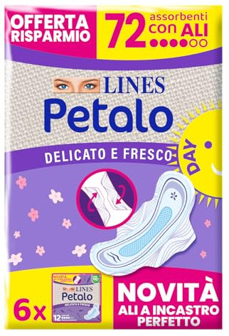 Lines Petalo Assorbenti Ultra Giorno con Ali, Pacco Scorta da 72 Pezzi