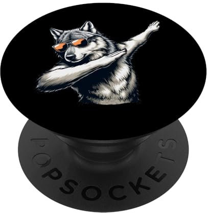 Funny Dab Grauwolf Tanzender Dabbing Wolf PopSockets mit austauschbarem PopGrip