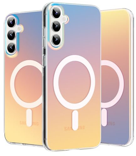 Hülle für Samsung Galaxy S24 Plus / S24+ 5G Kompatibel mit MagSafe, Magnetische Dünn Stoßfest HandyHülle Irisierend Farbverlauf Case Kratzfeste Rückseite Durchscheinende Matt Schutzhülle, Holografisch