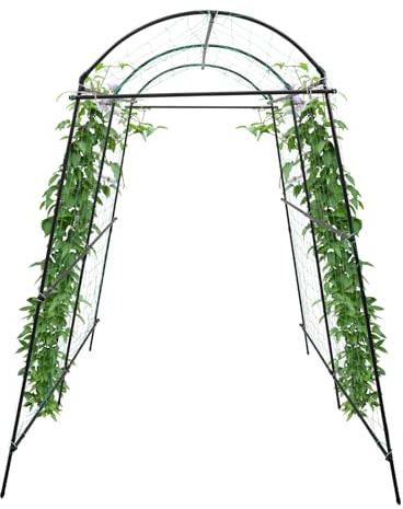 1.15 * 1.83 * 2.3m Gartengitter Ranken Kletterpflanzen im Freien Garten Spalier Pflanzen Klettern Gartentunnel Spalier Spalier Ranknetz 3 Bogen-Rohre Einstellbare Breite Eisendraht-Gitterpaneele