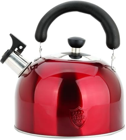 MAXCOOK 3.75 Quart/4L Whistling Tea Kettle,Stainless Steel Teakettle Teapot for Stovetop,Vintage Tea Kettles with Touch Ergonomic Handle(Red)