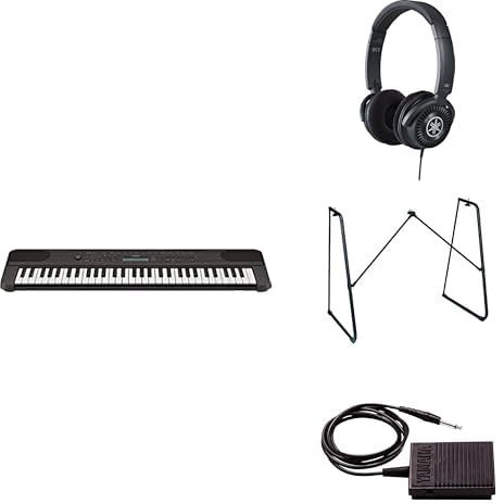Yamaha Tastiera portatile PSR-E360 in dotazione con cuffie HPH-150, supporto per tastiera L-2C e pedale sustain