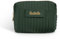 Beauty Kram - Personalisierte Kosmetiktasche mit eigenem Namen für Make Up und Reiseutensilien aus Premium Samt - Grün 17 x 12 cm