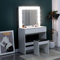 AVC Designs Dressing Table White With 1 Large Drawer & Stool Vanity Makeup Table with Hollywood LED Lights