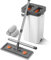 Mop and Bucket with Wringer Set for Home, Flat Mop and Bucket Set with 3 Washable Microfiber Pads, Wet and Dry Mop with Long Handle, Wall Cleaner for All Floor Types and Windows