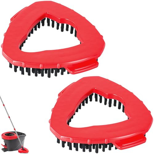 2 Spazzole Testa di ricambio per triangolare rotante per Pavimenti e Piastrelle, Setole in Filo Figido Compatibile Vileda Turbo Spin EasyWring