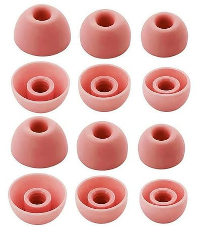 Rhinenet Eartips for Beats Studio Buds + Ear tips, Premium Silicone Antip Slip Cover Replacement Beats Earbuds Tips Ear pieces Fit in Charging Case 6Pairs S/M/L (Coral Pink)