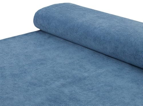 Cord Stoff Hochwertiger Cordstoff für kreative Projekte jeansblau - Meterware ab 25 x 150 cm - Stoff zum Nähen