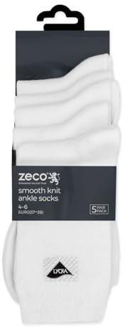 ZECO (5 Pairs) Kids Unisex Cotton Rich Plain Ankle School Socks For Boys & Girls (2-18 Years)