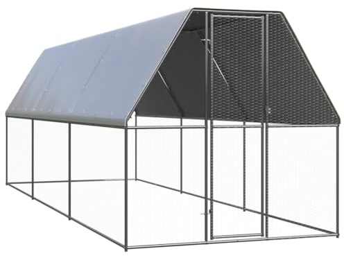 ChicAbode Outdoor-Hühnerkäfig 2x6x2m Verzinkter Stahl Hühnerstall Freilaufgehege für Hühner Kleintiere, Hühnerhaus Kleintierstall