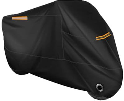 Motorcycle Cover Waterproof Outdoor, Oxford Fabric Motorbike Cover with Lock Holes, Motorcycle Covers for Outside Storage (116 x 41 x 50 inch)