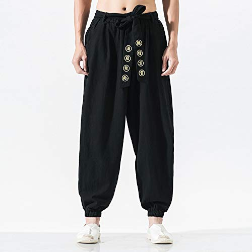 Tai Chi Pants Men Women Martial Arts Pants Kung Fu Pants Yoga Lantern Pants Jogging Pants Taichi Practice Uniforms Black Cotton Cloth Martial Arts Practice Pants,Gray,L