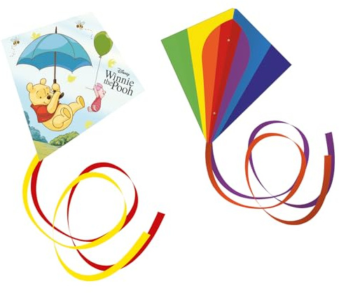 GÜNTHER FLUGSPIELE - 30122 - Einleinerdrachen Winnie Pooh und Classic, 2er Set, Kinderdrachen aus robustem Ripstop-Polyester, Outdoor Spielzeug für Kinder ab 4 Jahren