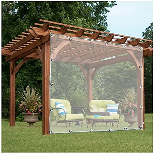Waterproof Transparent Tarpaulin for Outdoor Pergola Curtains 0.5mm PVC with Eyelets Wind & Rain Resistant for Wooden Gazebo Terrace & Garden (1.20x2m)