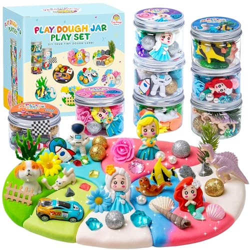 8-Pack Play Dough Jars, Reusable Sensory Play Kit for Kids, Non-Toxic, Educational Creative Playdough,Perfect Party Favors, Goodie Bags,Birthday Gifts for Boys Girls,Ideal for Home Preschool Classroom