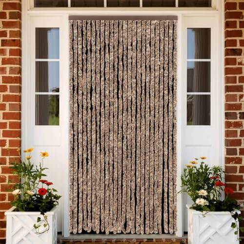 Générique Rideau Anti-Mouches Beige et Marron foncé 100x220 cm Chenille,Habillages de fenêtre, Moustiquaires pour fenêtre,377323