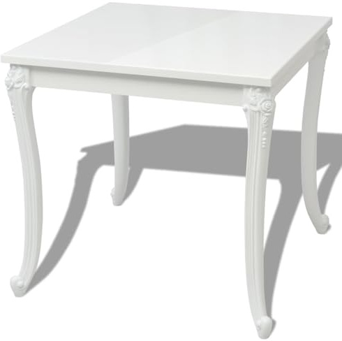 Vopese Esstisch 80x80x76 cm Hochglanz-Weiß Beistelltisch, Wohnmöbel 243382