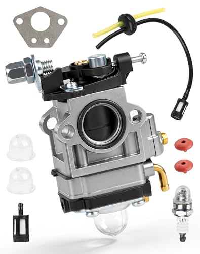 LUNEKUCK Carburateur Debroussailleuse 52cc 49cc 43cc Carburateur pour Moteur à Deux Temps Kit Carbu avec Bougie d'Allumage Durite Essence Joint Pompe Amorçage