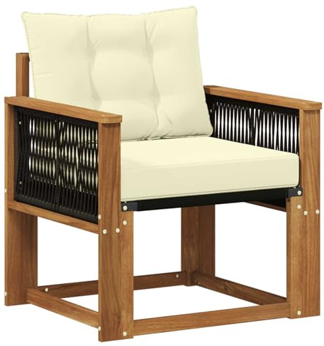 vidaXL Outdoor Mittelsofa Massivholz Akazie Natur, Balkon Garten Sofa, rechteckige Garten-Lounge Sitzgruppe, strapazierfähige Möbel für entspannte Terrassenstunden