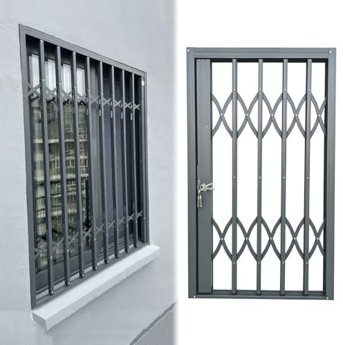 Inferriate per Finestre Protezione di Sicurezza Pieghevole per Finestre per Bambini/Gatti/Animali Domestici, Sbarre di Sicurezza per Finestre e Porte D'ingresso