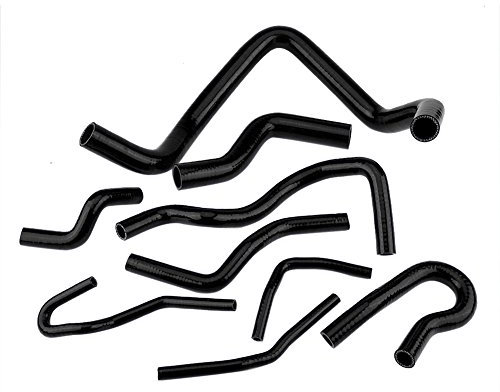 KIMISS Kit de mangueras de radiador de silicona negra, para EG/EK 1992-2000, 9 piezas, compatible para motores D15 y D16 SOHC, conductos refrigerante