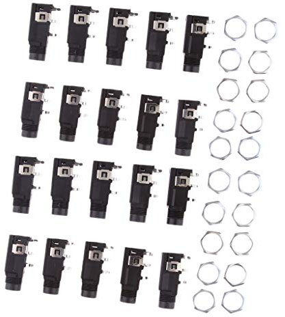 Almencla 20er Pack 6,35 mm Stereo Klinkenstecker Einbau Buchse - Metallgehäuse