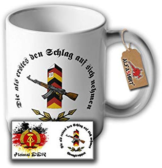 Tasse Grenztruppe Heimat DDR NVA Grenzstein AK NVA Sicherung #31168